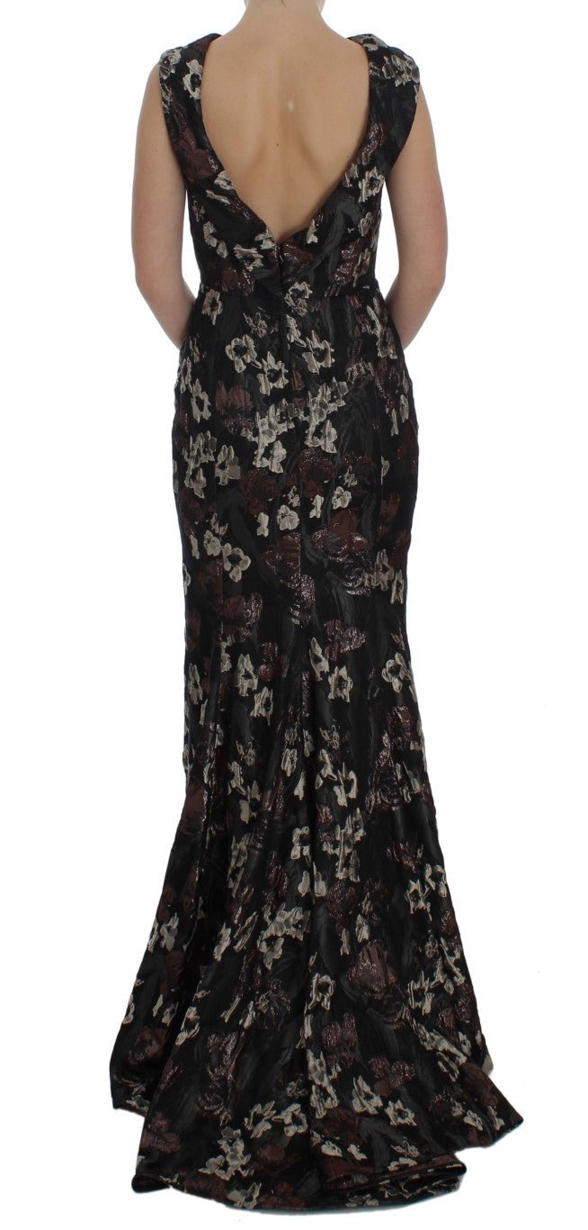 Black Floral Jacquard Sheath Gown Dress - coffeewithmee2Dolce & GabbanaP1142S