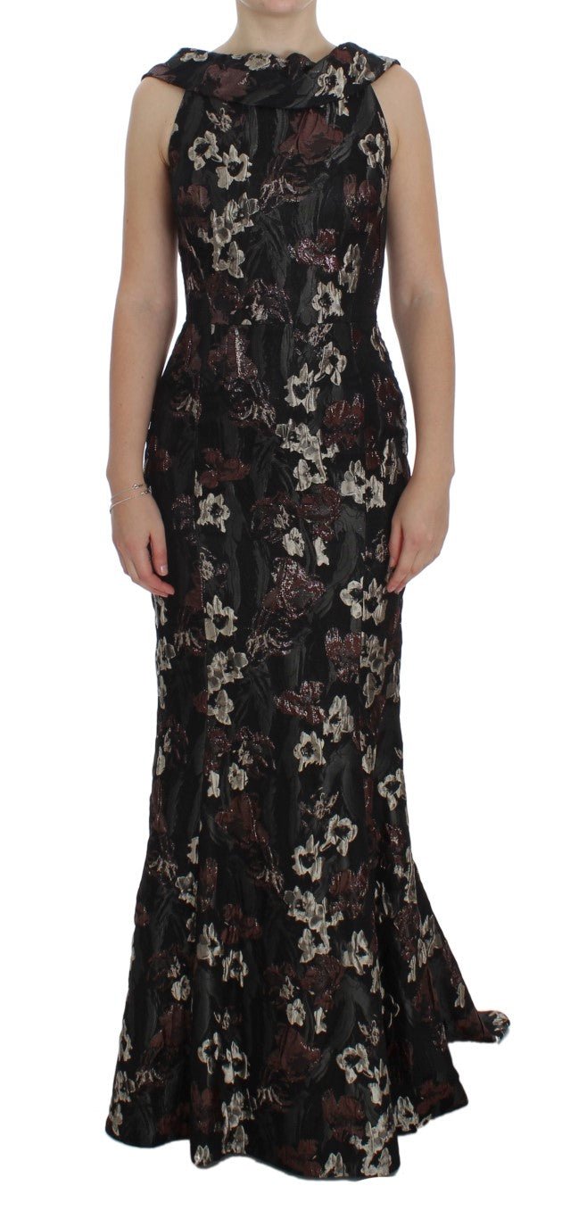 Black Floral Jacquard Sheath Gown Dress - coffeewithmee2Dolce & GabbanaP1142S
