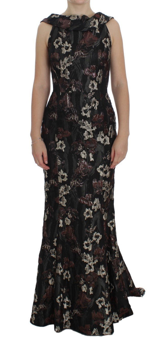 Black Floral Jacquard Sheath Gown Dress - coffeewithmee2Dolce & GabbanaP1142S
