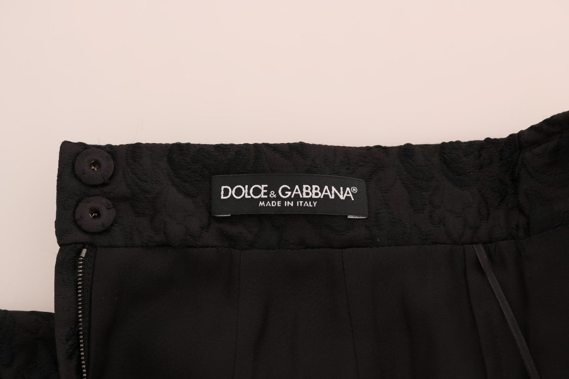 Black Floral Jacquard Silk A-Line Skirt - coffeewithmee2Dolce & GabbanaP2076S