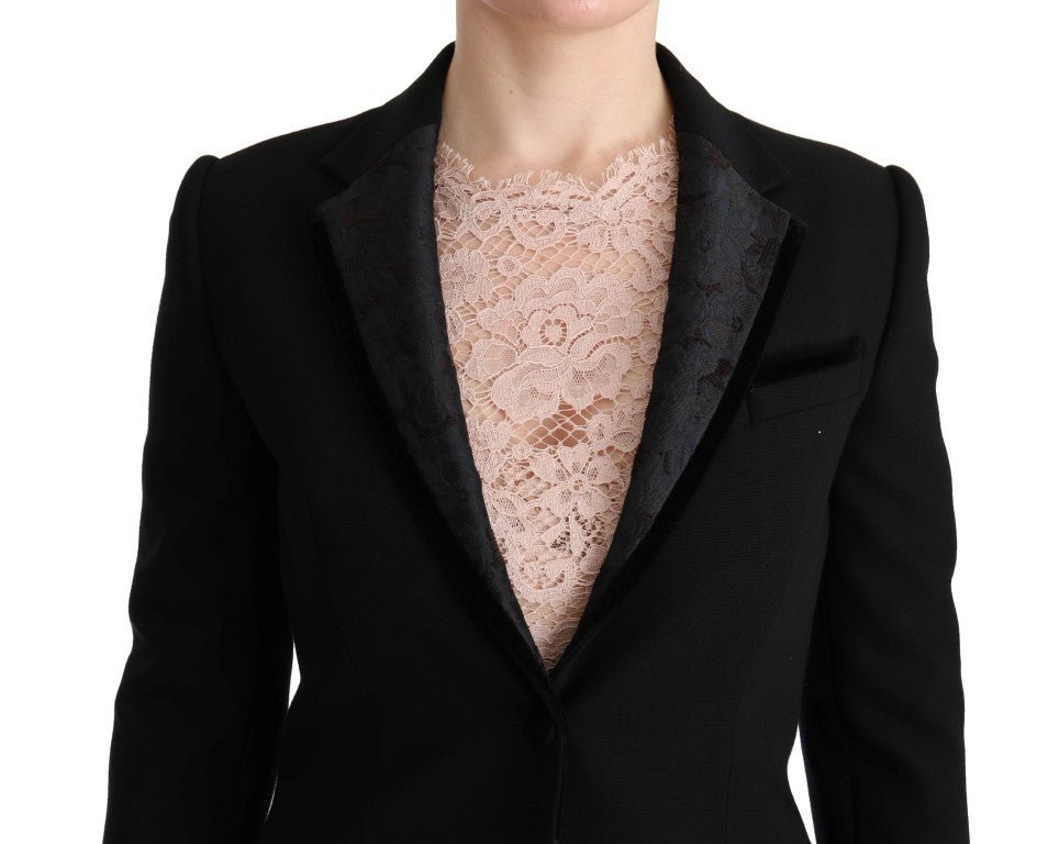 Black Floral Jacquard Slim Blazer - coffeewithmee2Dolce & GabbanaP1962S