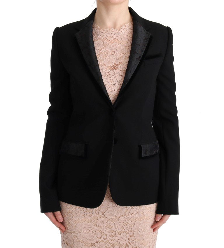 Black Floral Jacquard Slim Blazer - coffeewithmee2Dolce & GabbanaP1962S