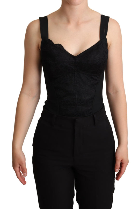 Black Floral Lace Bodysuit Hot Pants Dress - coffeewithmee2Dolce & GabbanaP4980S