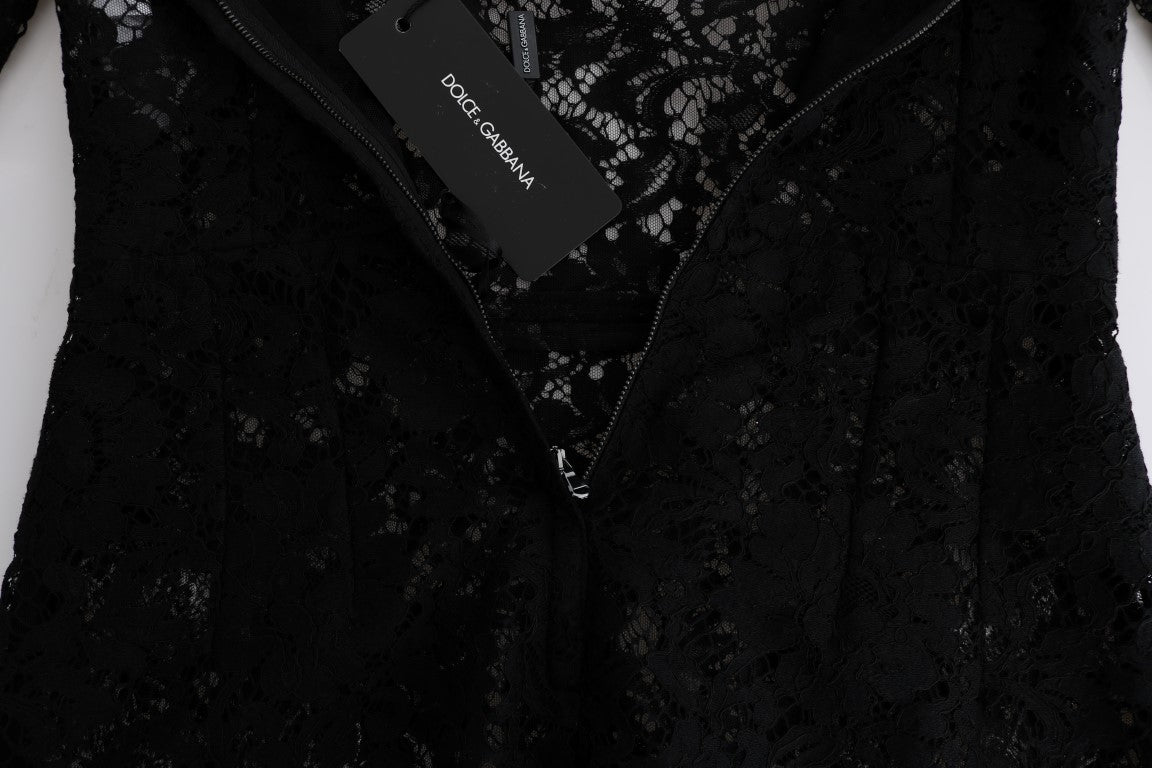 Black Floral Lace Chamomile Sicily Dress - coffeewithmee2Dolce & GabbanaP1967S