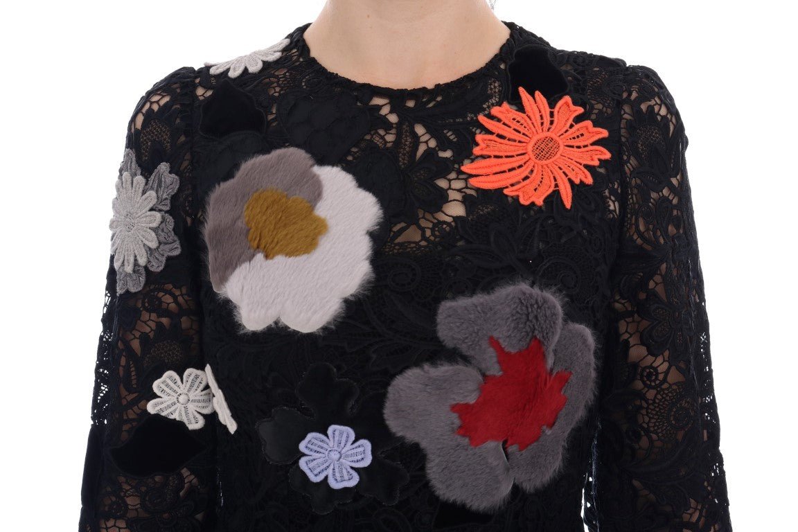 Black Floral Lace Floral Sicily Dress - coffeewithmee2Dolce & GabbanaP1975S