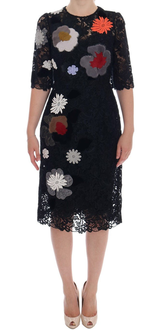 Black Floral Lace Floral Sicily Dress - coffeewithmee2Dolce & GabbanaP1975S