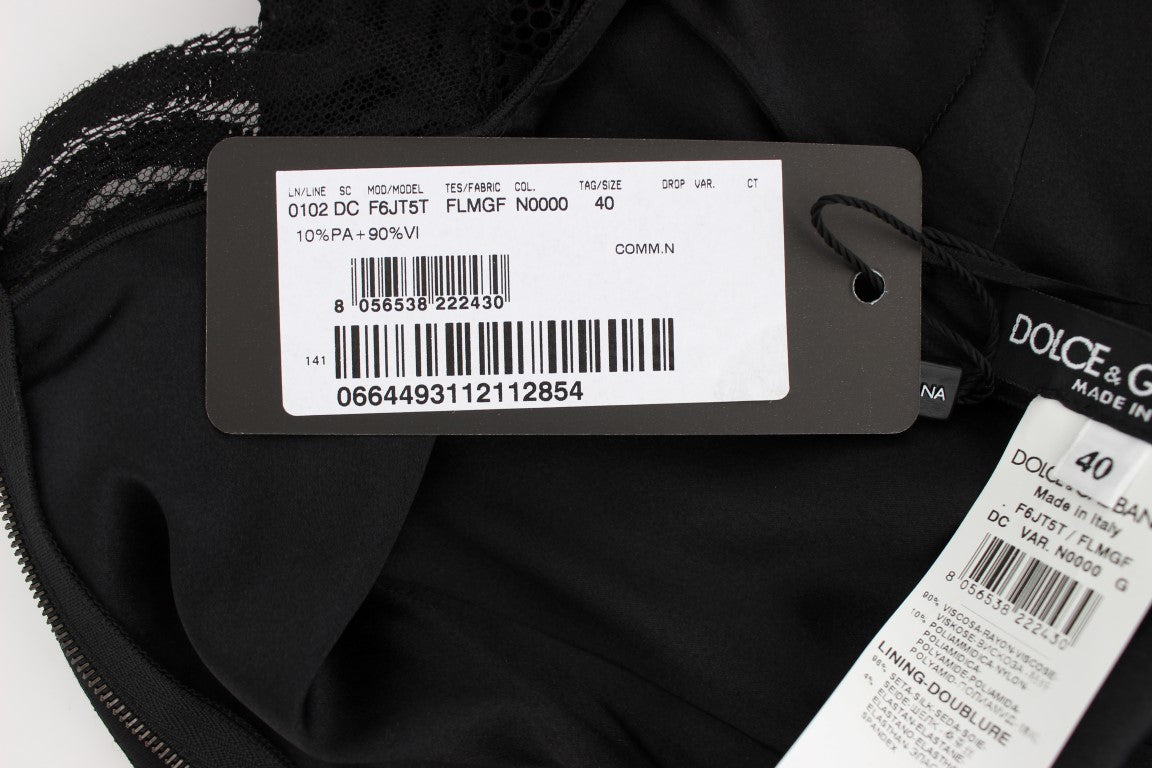 Black Floral Lace Long Ball Maxi Dress - coffeewithmee2Dolce & GabbanaP1017S