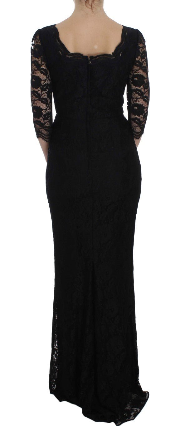 Black Floral Lace Long Ball Maxi Dress - coffeewithmee2Dolce & GabbanaP1017S