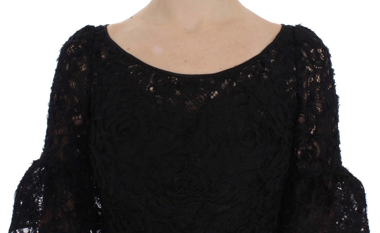 Black Floral Lace Long Bodycon Maxi Dress - coffeewithmee2Dolce & GabbanaP1003S