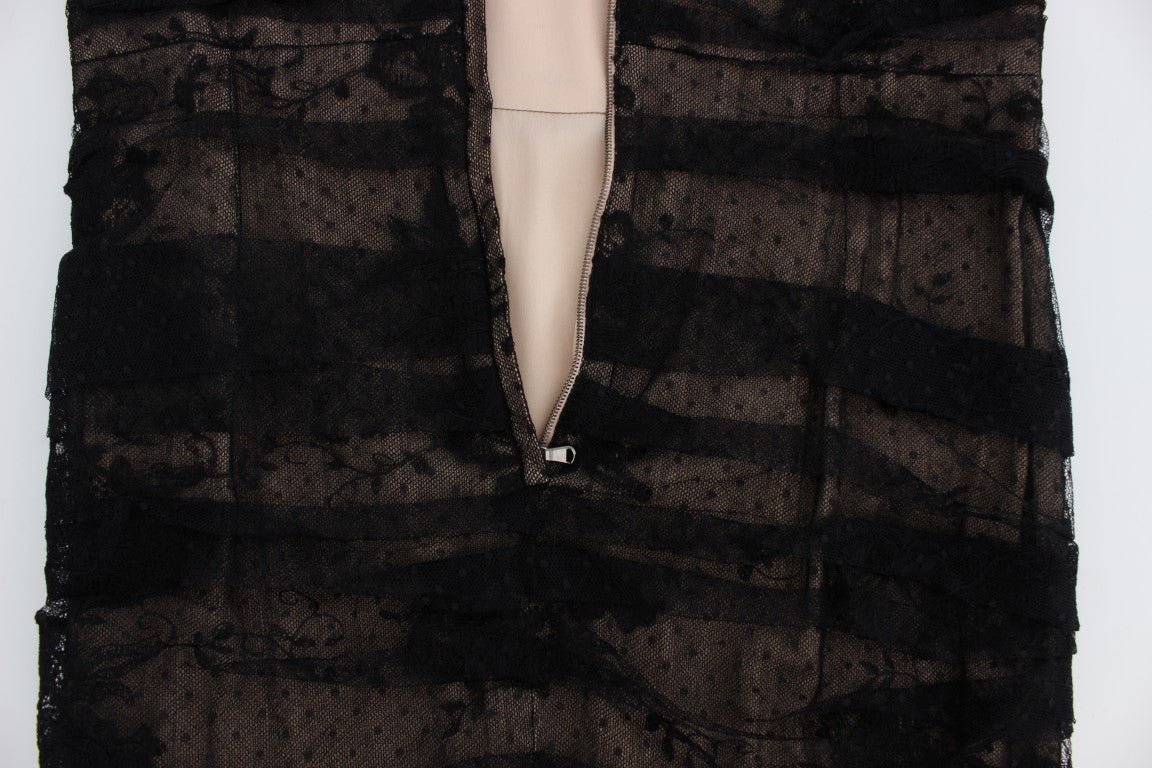 Black Floral Lace Long Bodycon Maxi Dress - coffeewithmee2Dolce & GabbanaP1005S