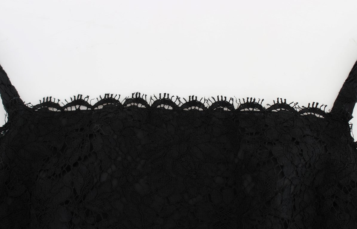 Black Floral Lace Shift Knee Length Dress - coffeewithmee2Dolce & GabbanaP1795S