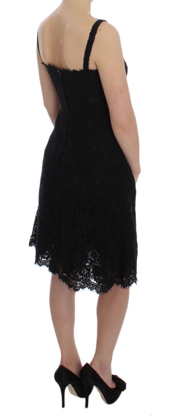 Black Floral Lace Shift Knee Length Dress - coffeewithmee2Dolce & GabbanaP1795S