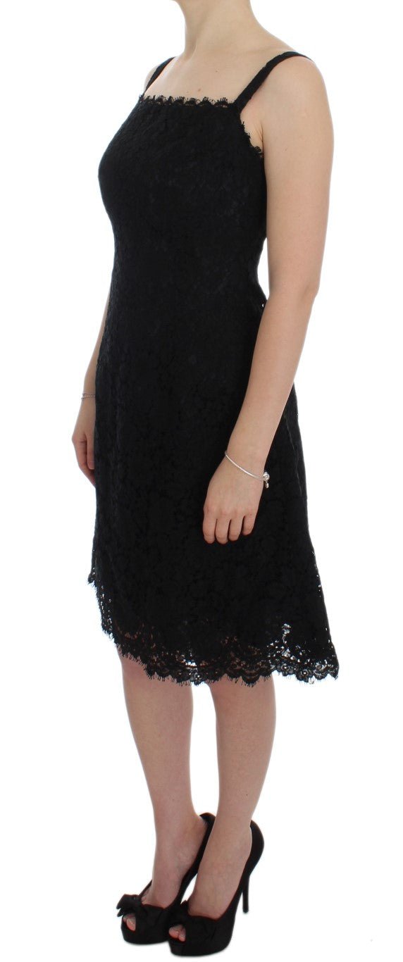 Black Floral Lace Shift Knee Length Dress - coffeewithmee2Dolce & GabbanaP1795S
