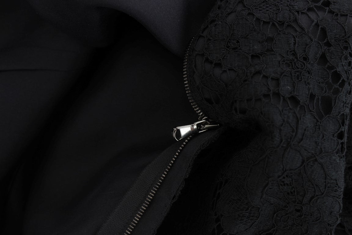 Black Floral Lace Shift Knee Length Dress - coffeewithmee2Dolce & GabbanaP1795S