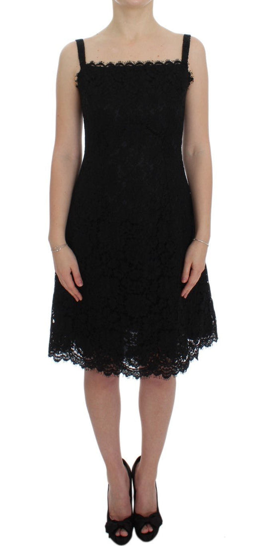 Black Floral Lace Shift Knee Length Dress - coffeewithmee2Dolce & GabbanaP1795S