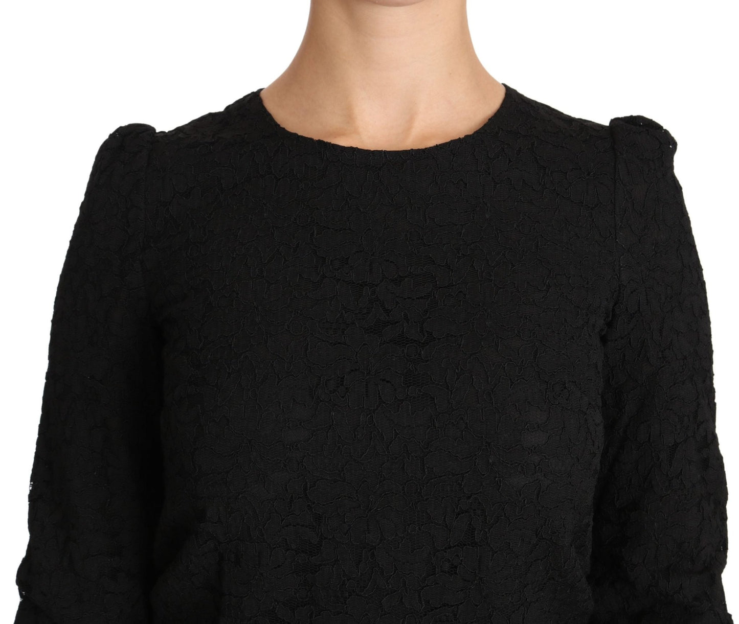 Black Floral Lace Zipper Top Blouse - coffeewithmee2Dolce & GabbanaP2367S