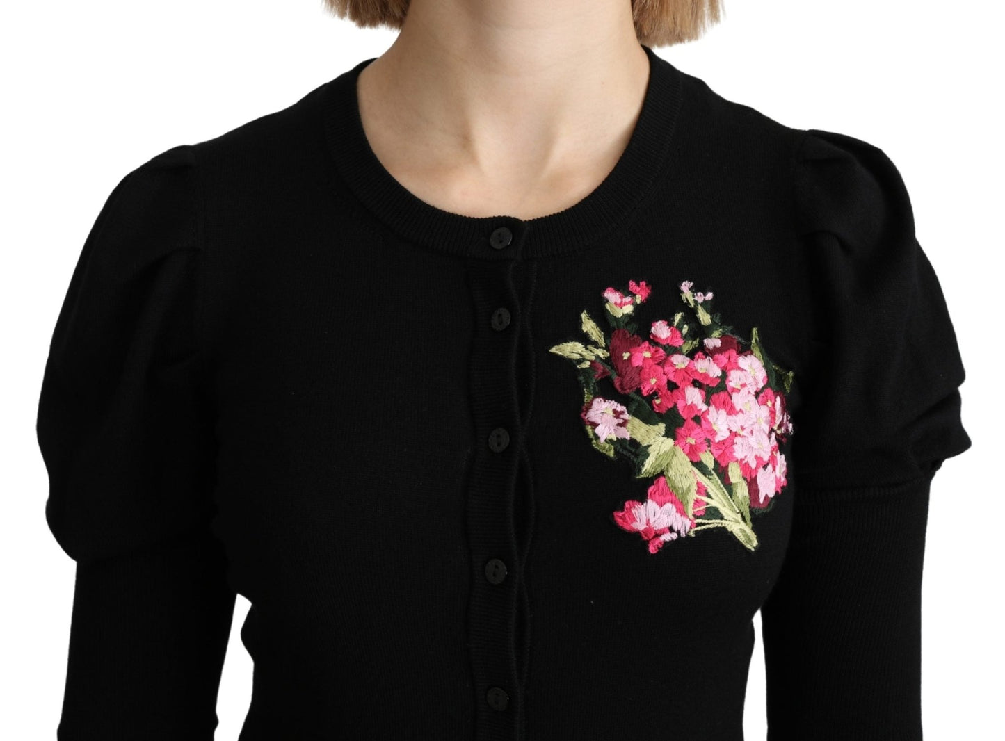 Black Floral Long Sleeve Cardigan Sweater - coffeewithmee2Dolce & GabbanaP3299S