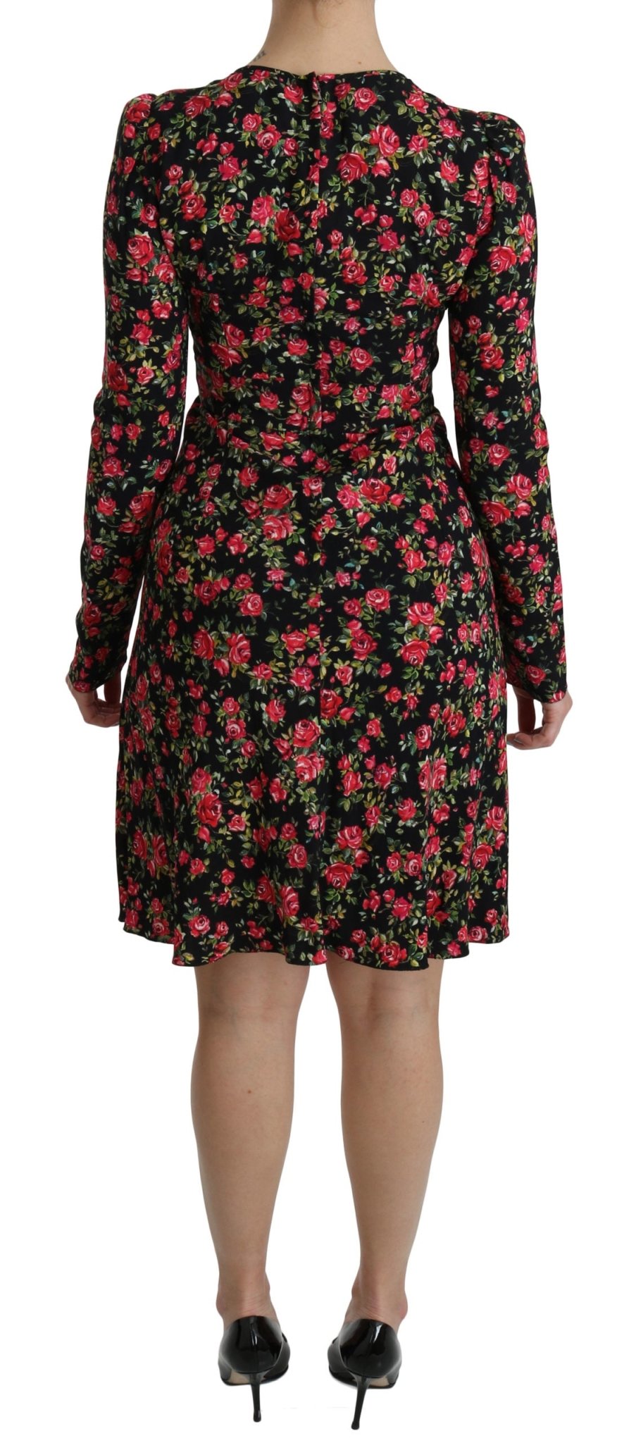 Black Floral Longsleeve Knee Length Dress - coffeewithmee2Dolce & GabbanaP2594S