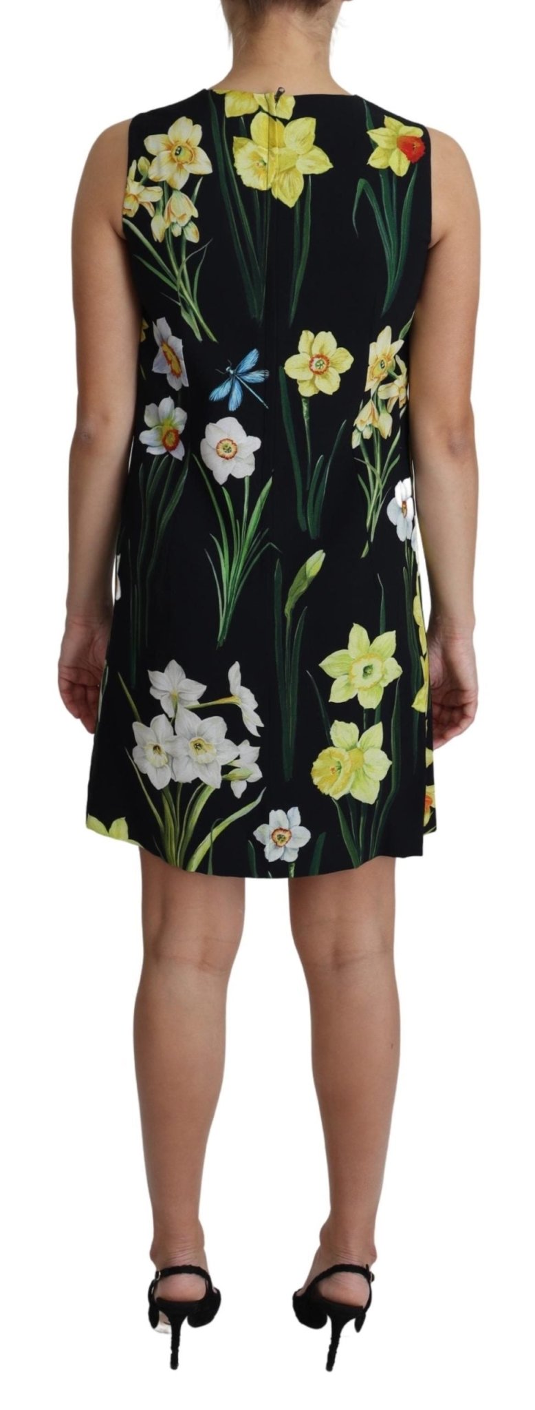 Black Floral Print A-line Shift Mini Dress - coffeewithmee2Dolce & GabbanaP3801S