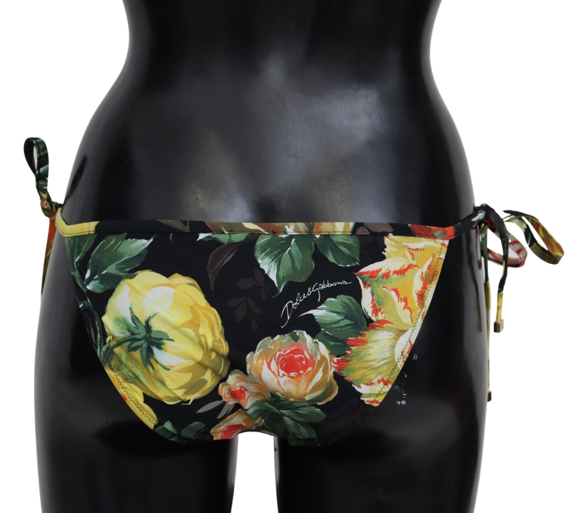 Black Floral Print Beachwear Swimwear Bikini Bottom - coffeewithmee2Dolce & GabbanaP3946S