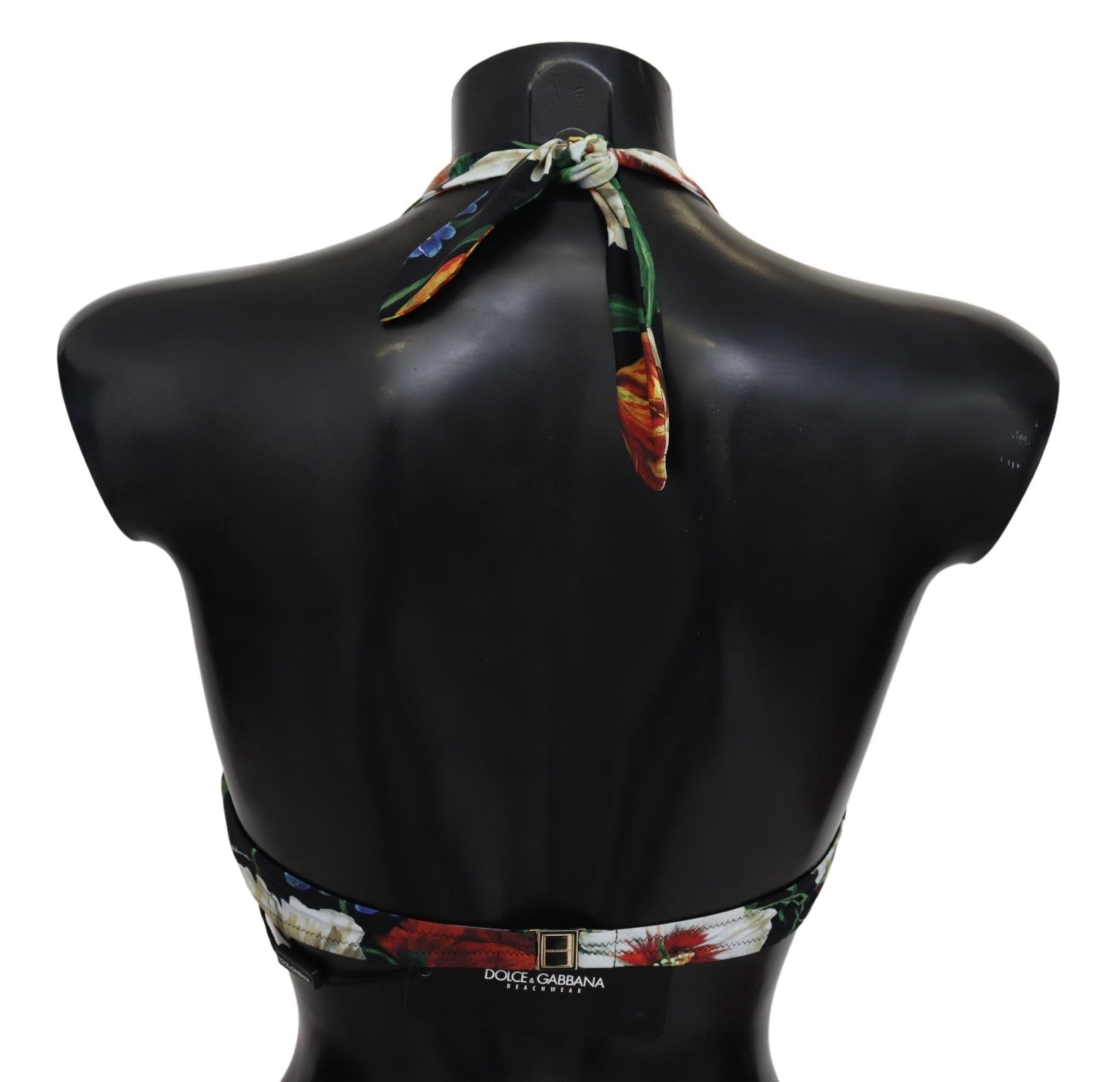 Black Floral Print Nylon Swimwear Bikini Tops - coffeewithmee2Dolce & GabbanaP4151S