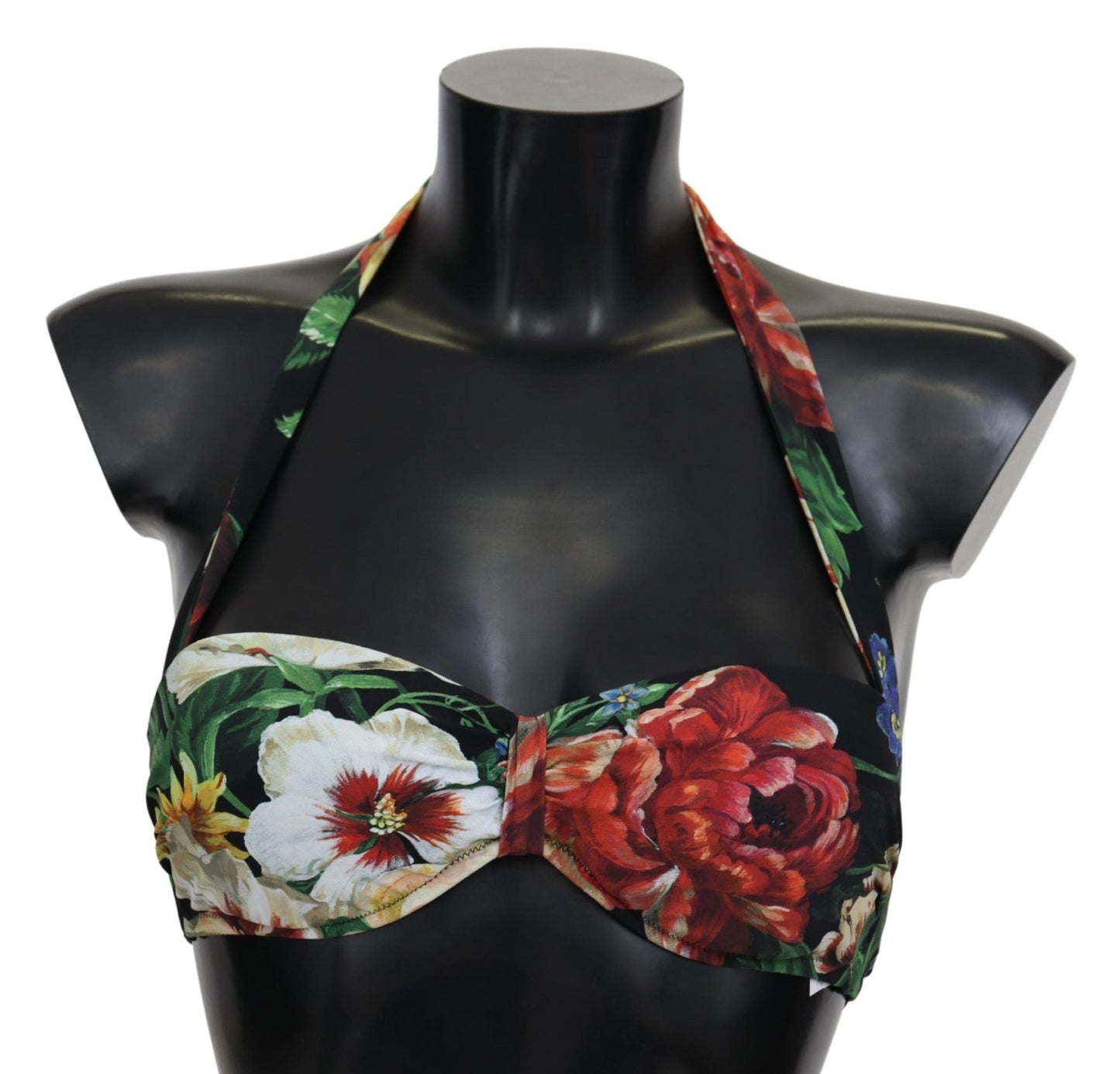 Black Floral Print Nylon Swimwear Bikini Tops - coffeewithmee2Dolce & GabbanaP4151S