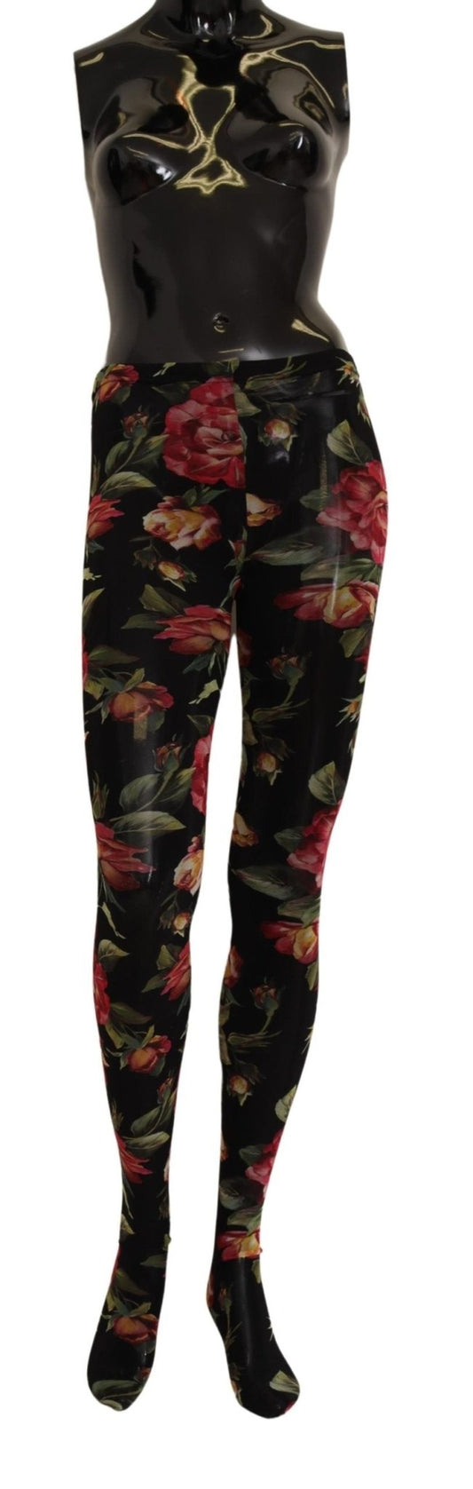Black Floral Print Stockings Nylon Tights - coffeewithmee2Dolce & GabbanaP4934S