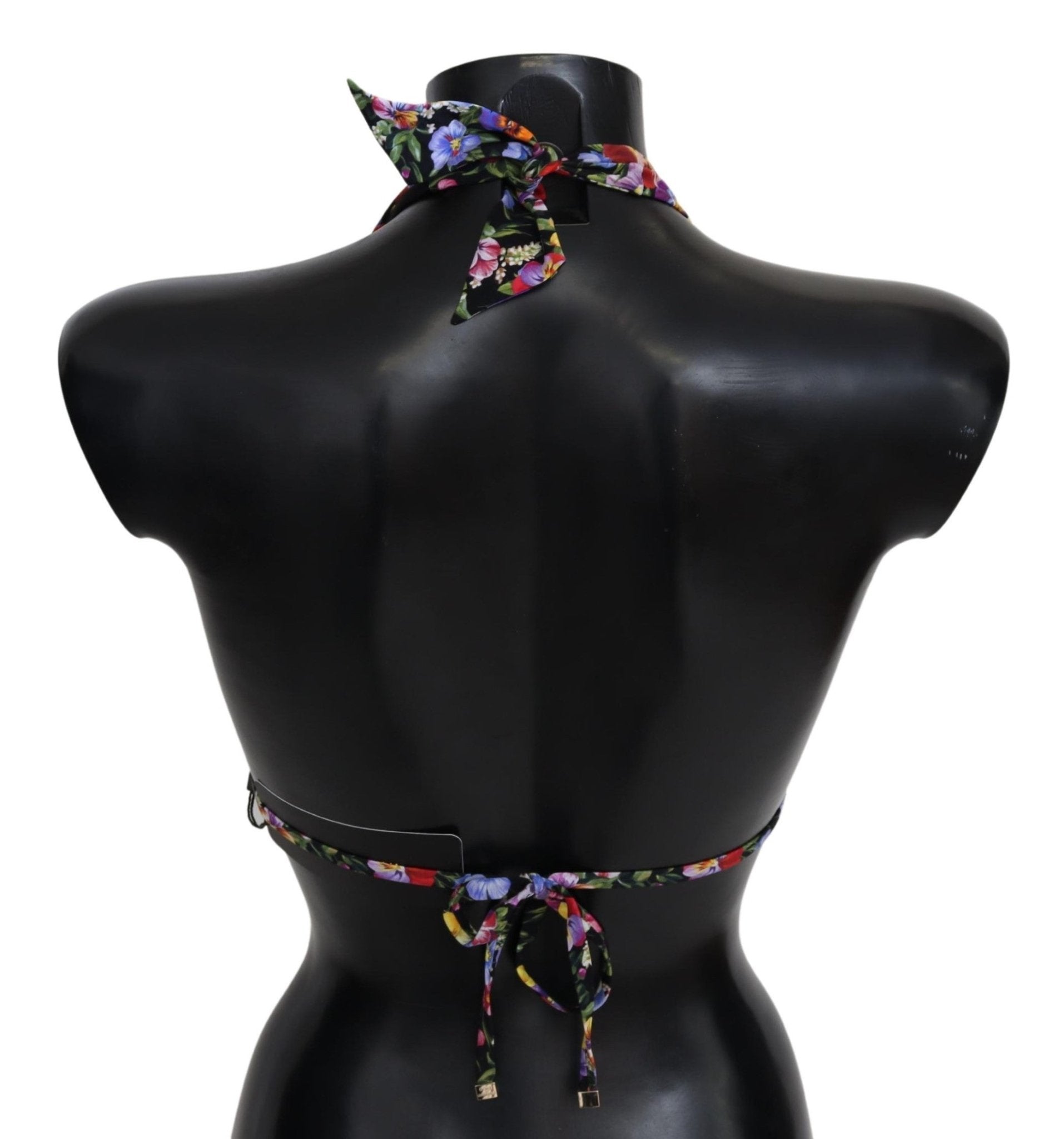Black Floral Print Swimsuit Beachwear Bikini Tops - coffeewithmee2Dolce & GabbanaP4120S