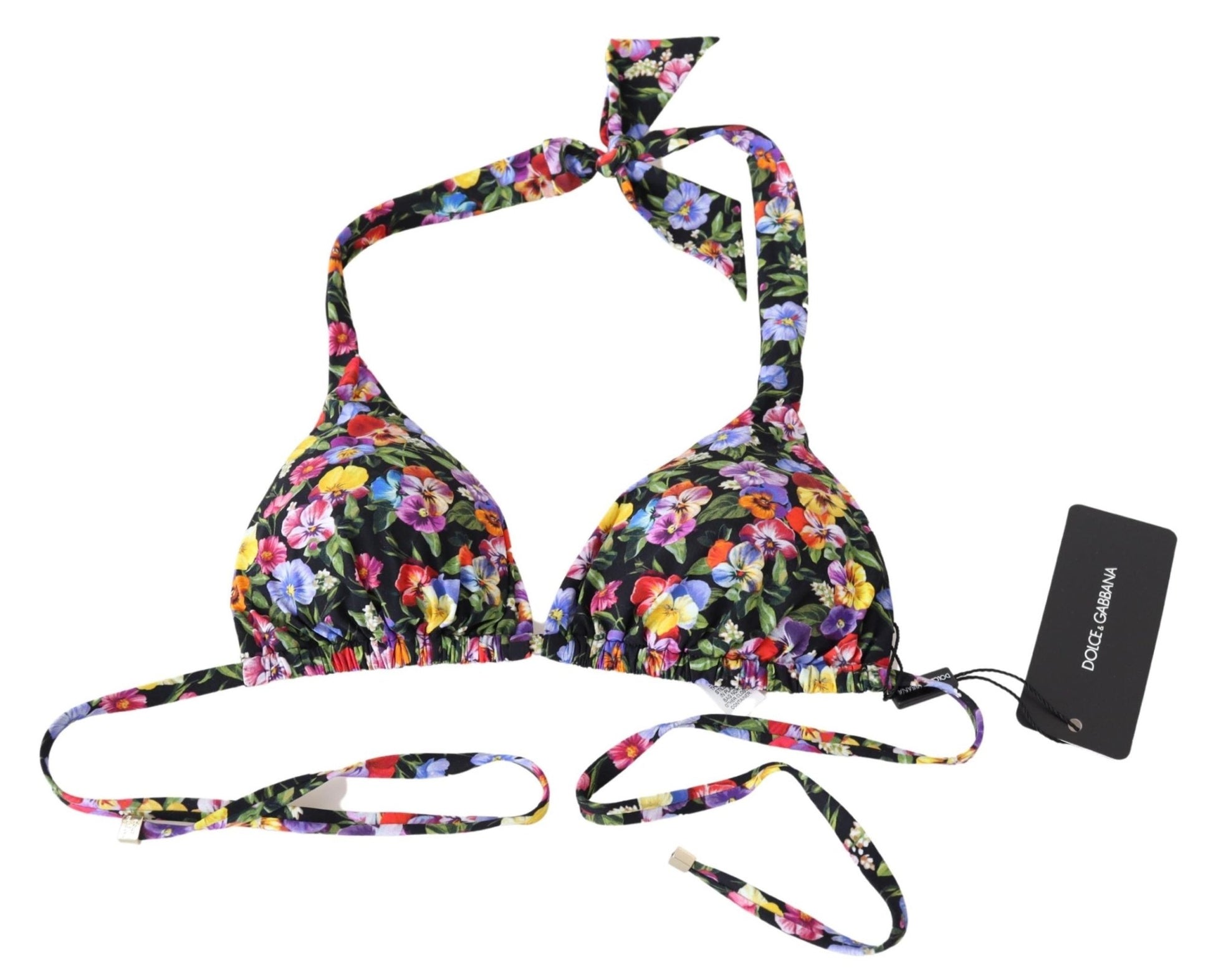 Black Floral Print Swimsuit Beachwear Bikini Tops - coffeewithmee2Dolce & GabbanaP4120S