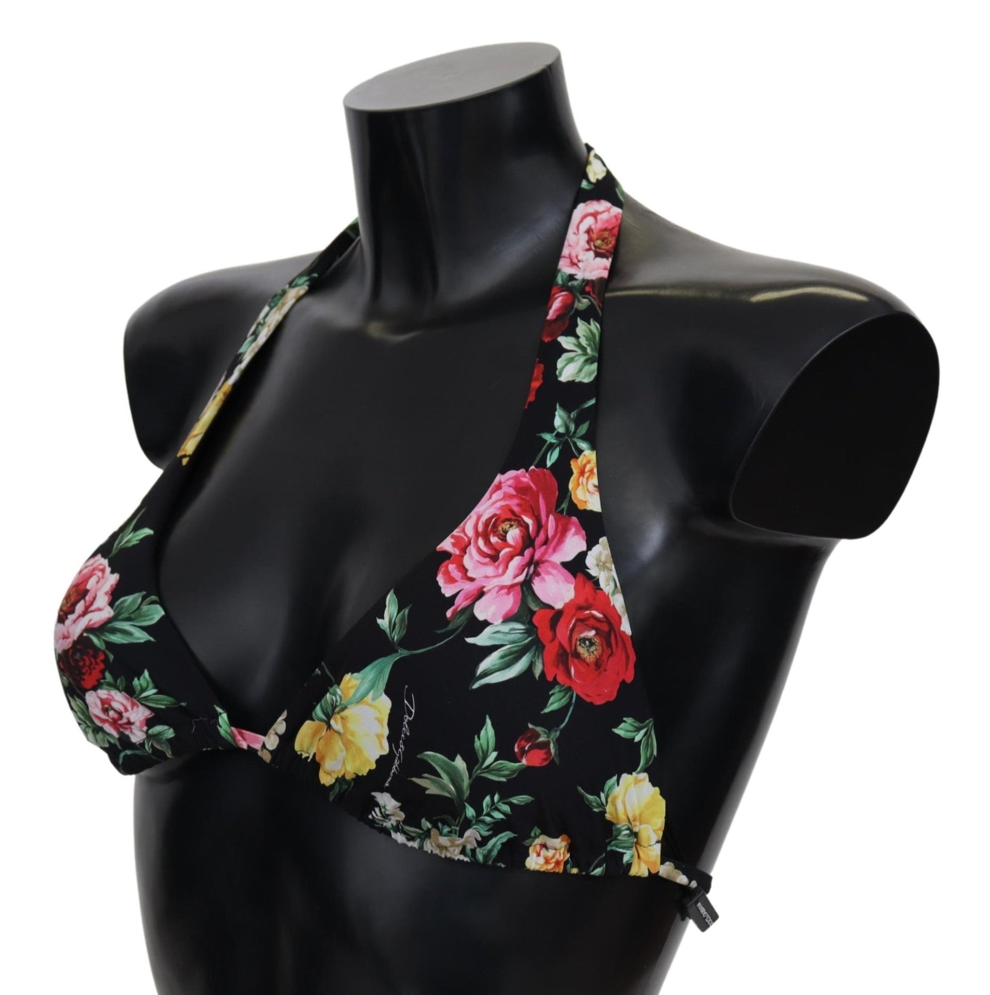 Black Floral Print Women Swimwear Bikini Tops - coffeewithmee2Dolce & GabbanaP4147S
