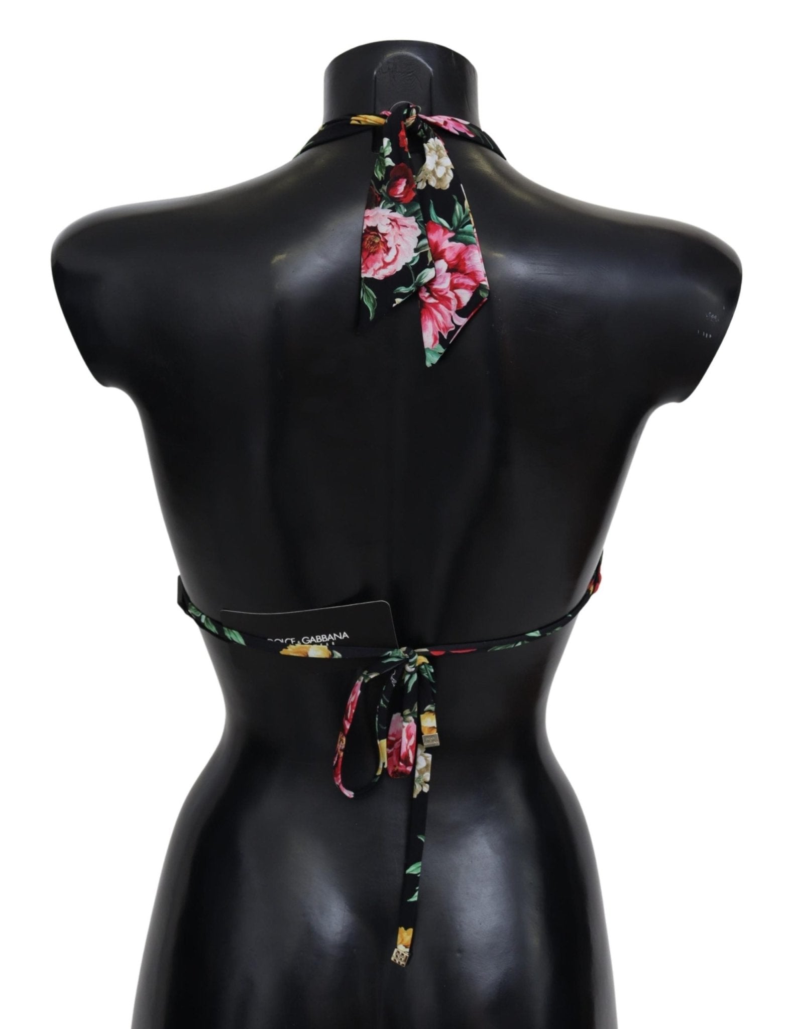 Black Floral Print Women Swimwear Bikini Tops - coffeewithmee2Dolce & GabbanaP4147S