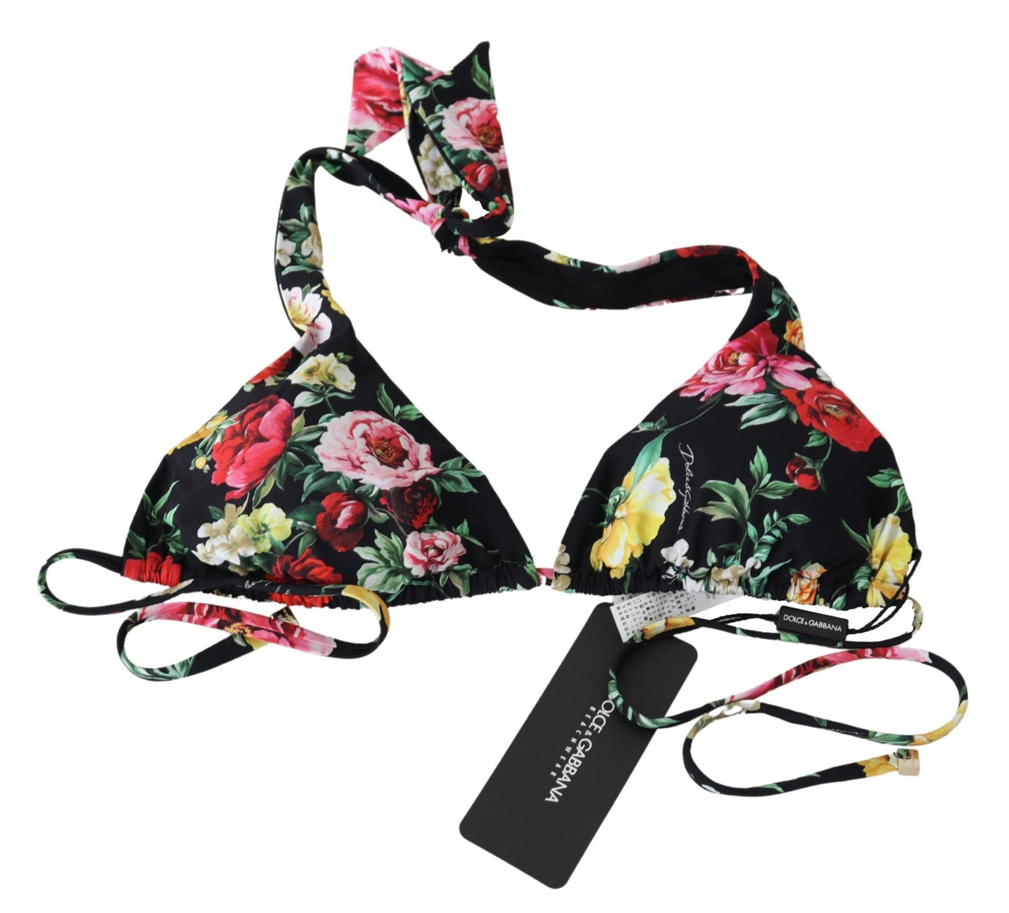 Black Floral Print Women Swimwear Bikini Tops - coffeewithmee2Dolce & GabbanaP4147S