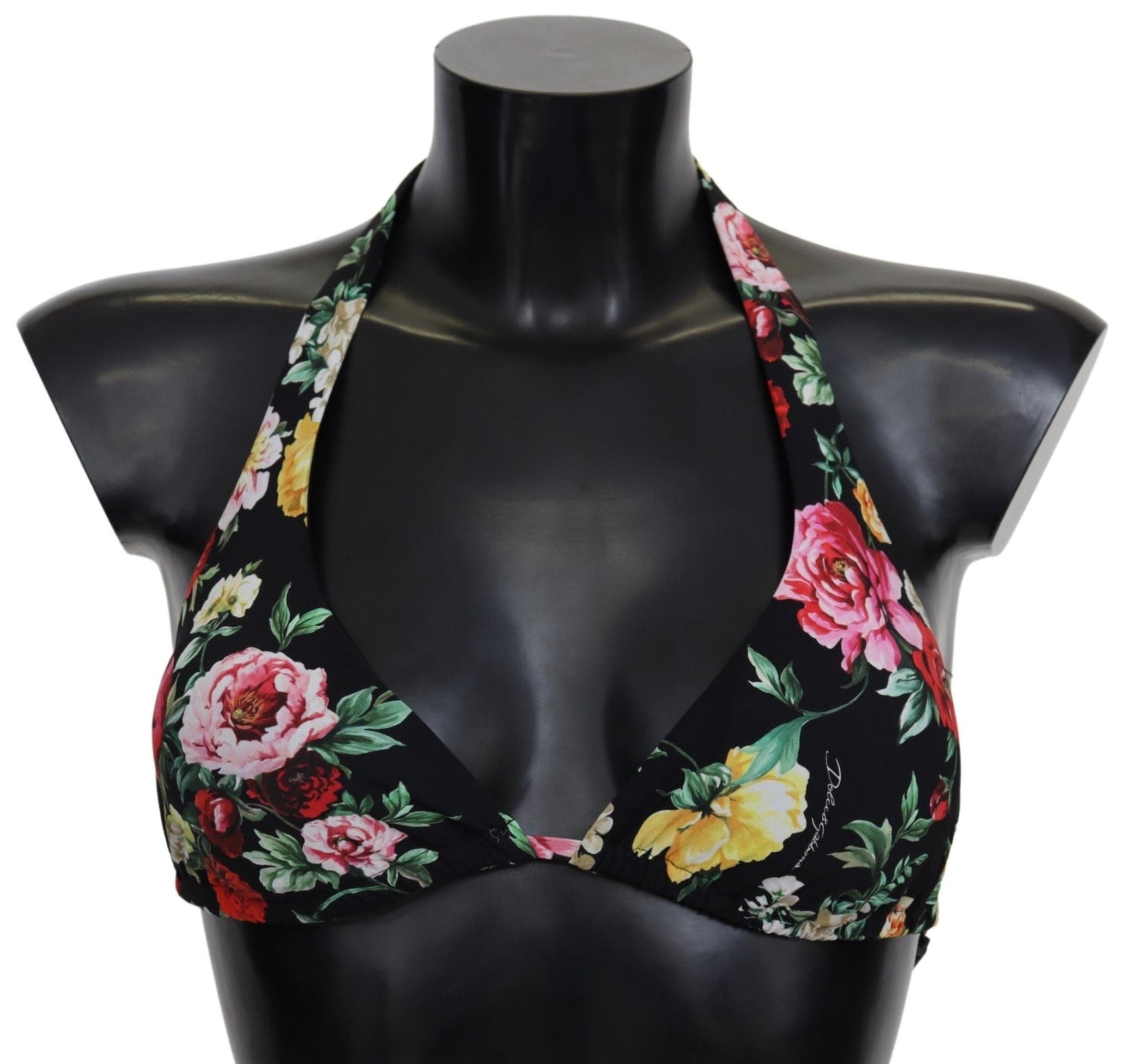 Black Floral Print Women Swimwear Bikini Tops - coffeewithmee2Dolce & GabbanaP4147S