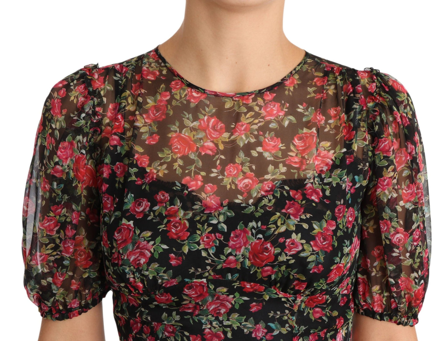 Black Floral Roses A-Line Shift Gown Dress - coffeewithmee2Dolce & GabbanaP1557S