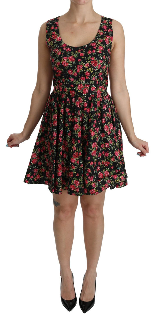 Black Floral Sheath Sleeveless Mini Dress - coffeewithmee2Dolce & GabbanaP2596S