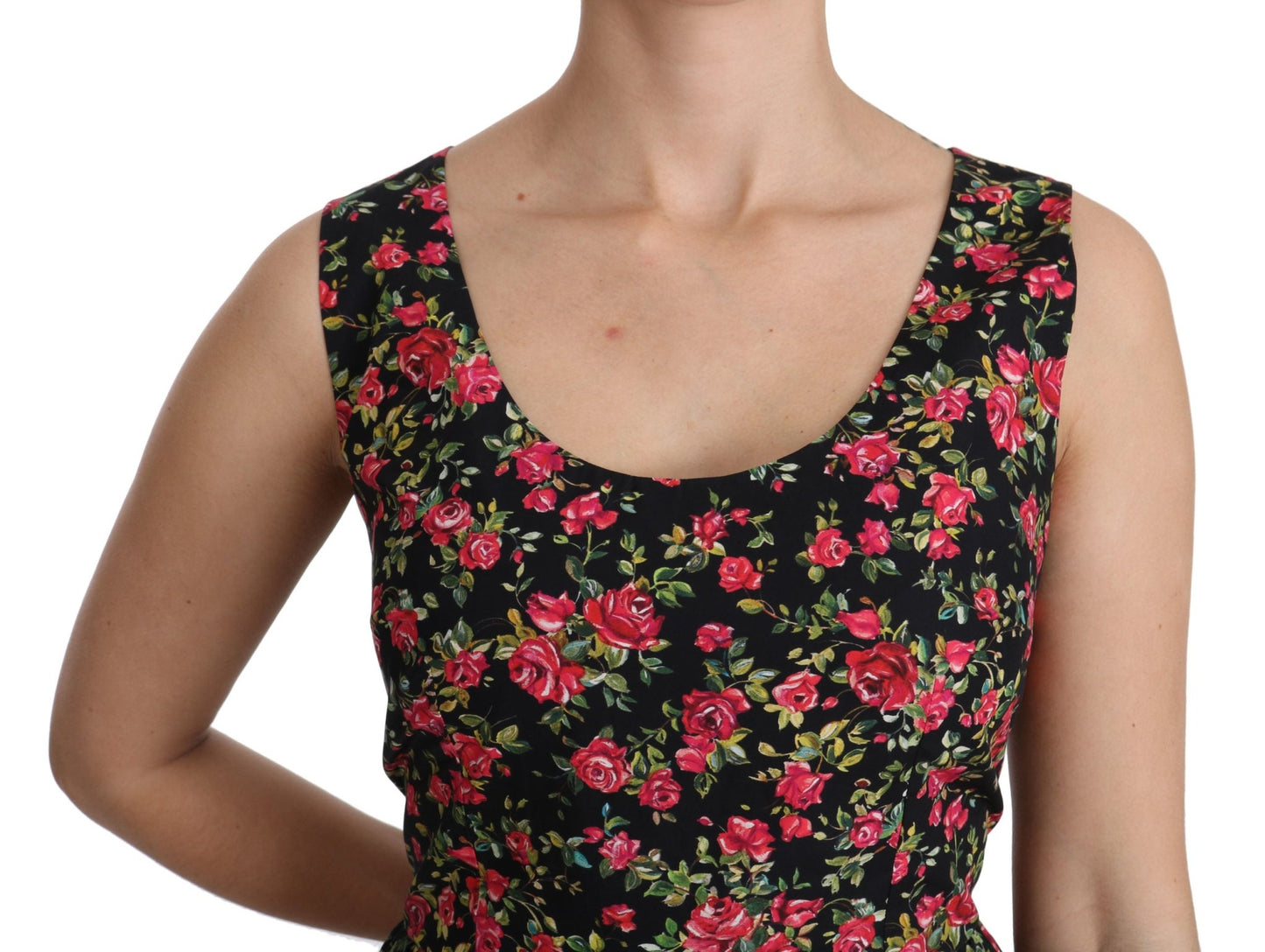 Black Floral Sheath Sleeveless Mini Dress - coffeewithmee2Dolce & GabbanaP2596S