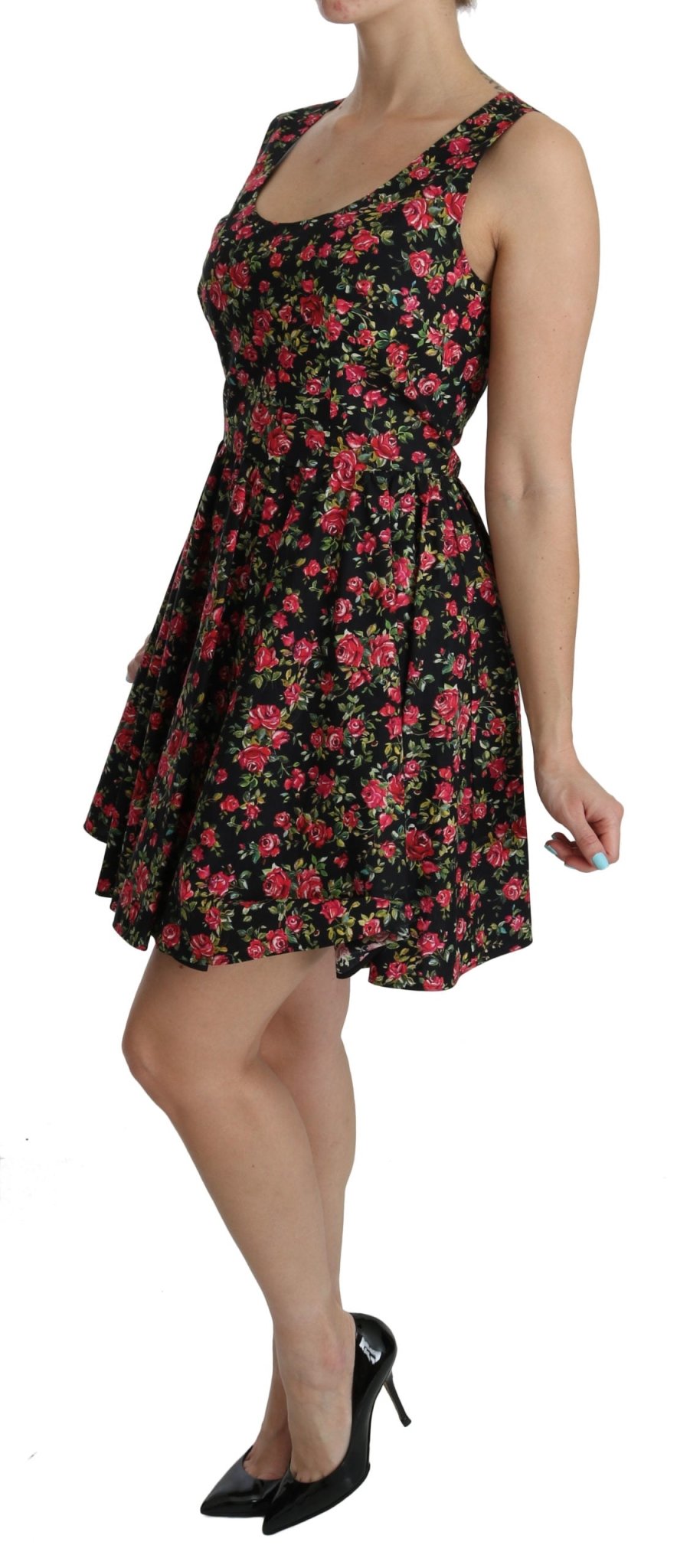 Black Floral Sheath Sleeveless Mini Dress - coffeewithmee2Dolce & GabbanaP2596S