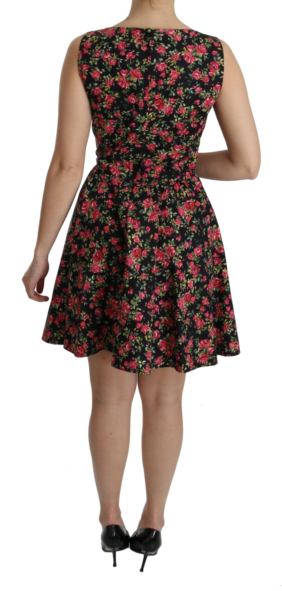 Black Floral Sheath Sleeveless Mini Dress - coffeewithmee2Dolce & GabbanaP2596S