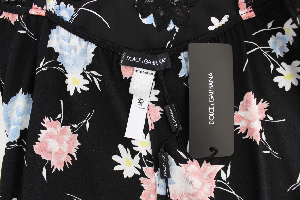 Black Floral Silk Lace Lingerie Chemise - coffeewithmee2Dolce & GabbanaP1039S