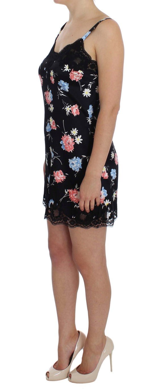Black Floral Silk Lace Lingerie Chemise - coffeewithmee2Dolce & GabbanaP1039S