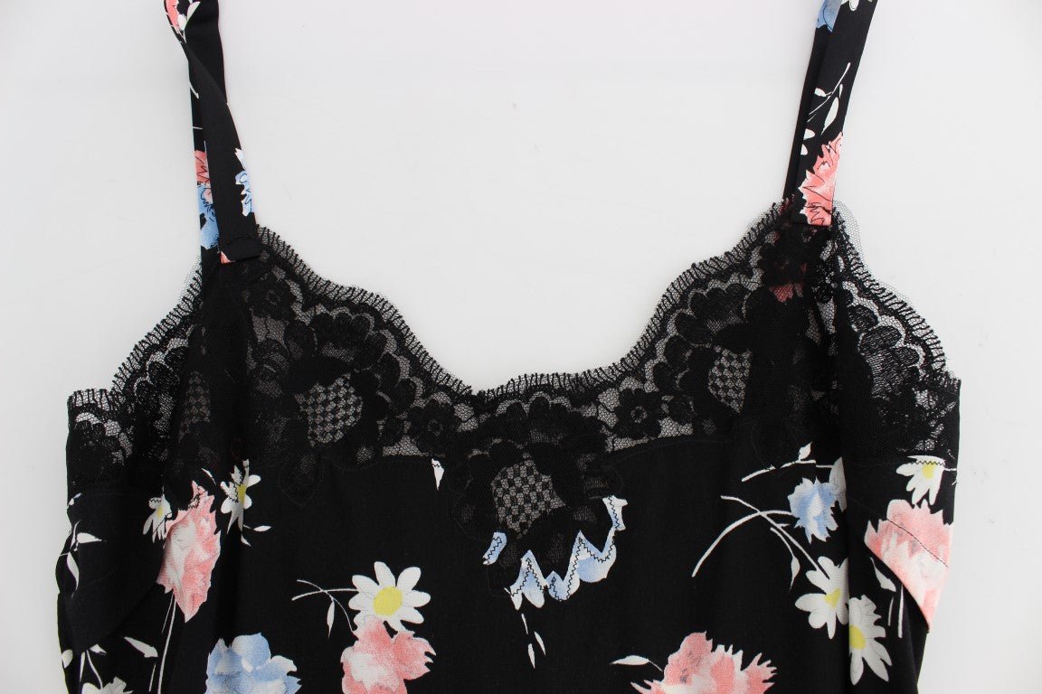 Black Floral Silk Lace Lingerie Chemise - coffeewithmee2Dolce & GabbanaP1039S