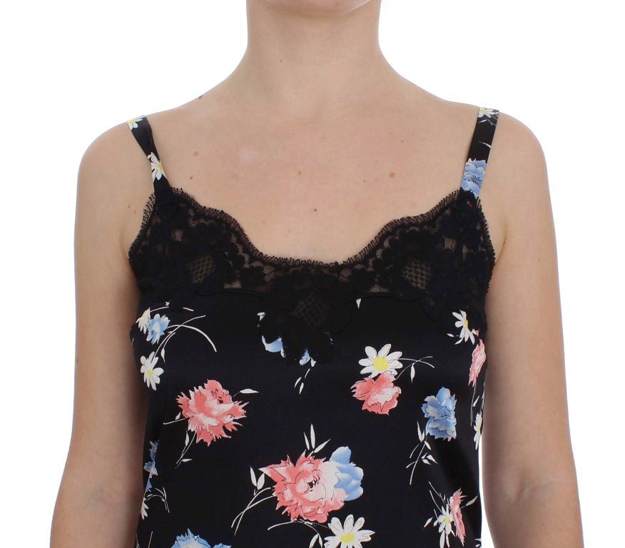 Black Floral Silk Lace Lingerie Chemise - coffeewithmee2Dolce & GabbanaP1039S