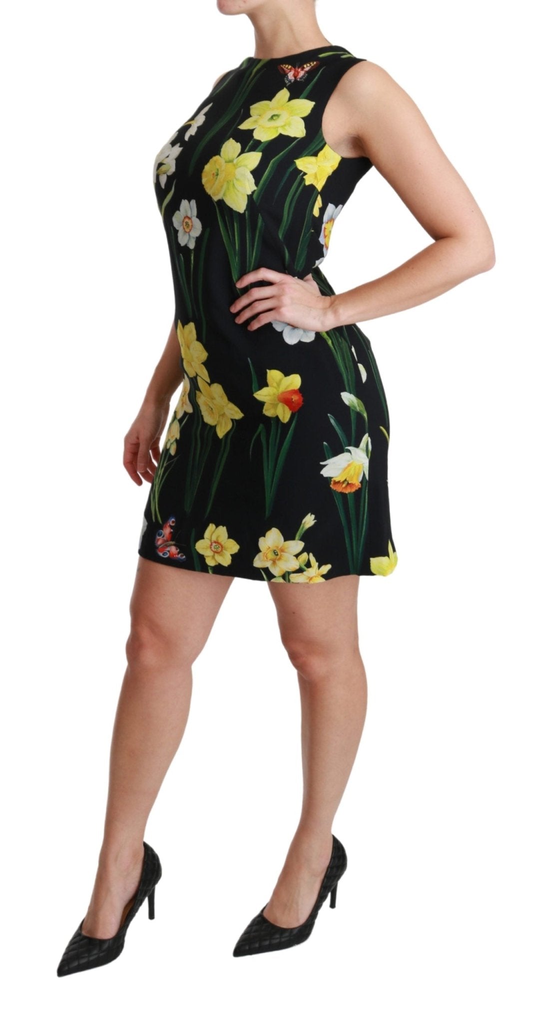 Black Floral Sleeveless Sheath Mini Dress - coffeewithmee2Dolce & GabbanaP3002S