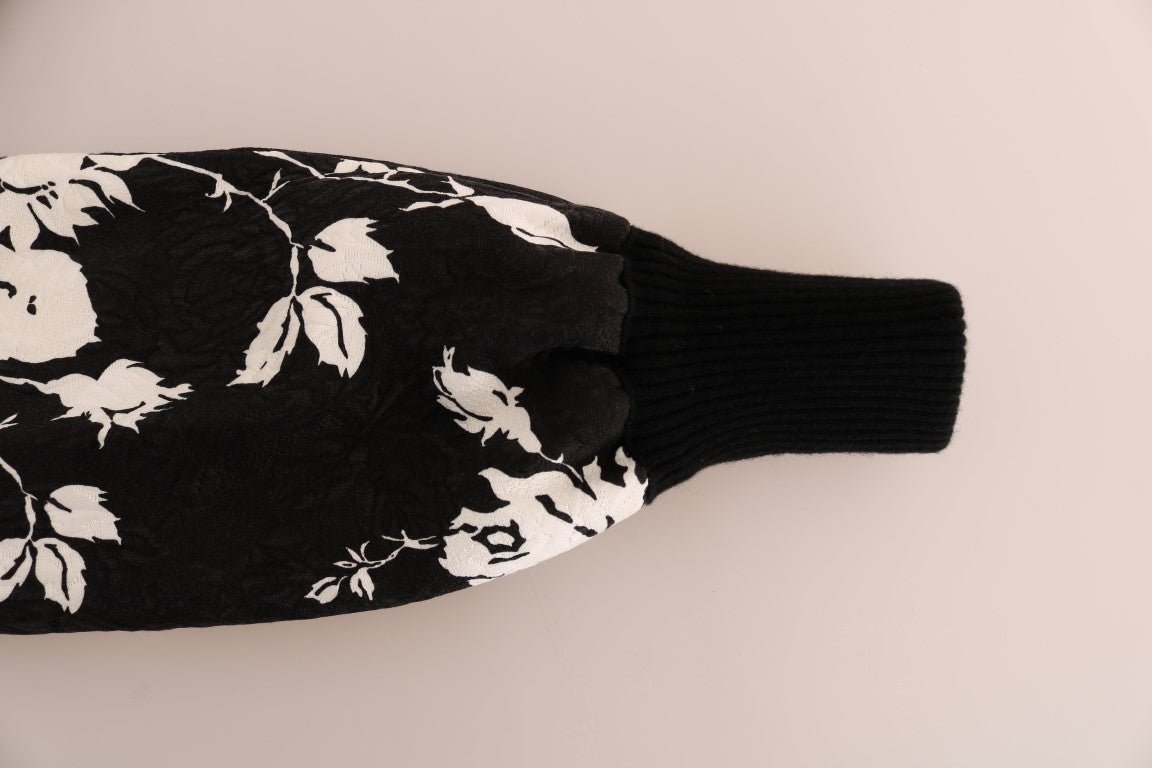 Black Fur Floral Brocade Zipper Sweater - coffeewithmee2Dolce & GabbanaP2068S
