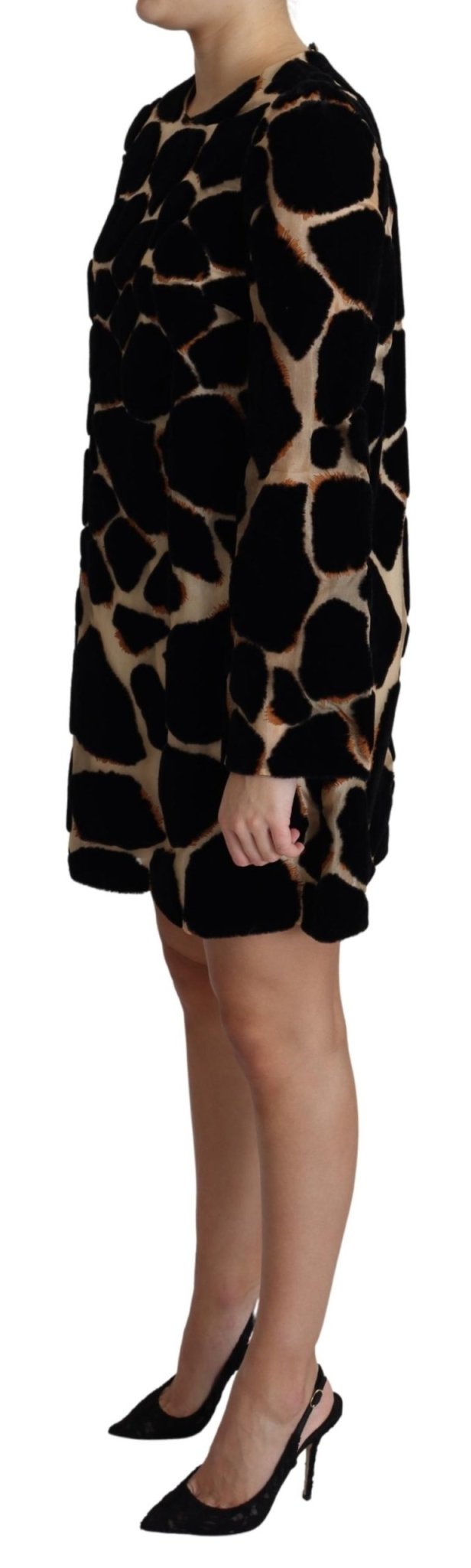 Black Giraffe Print Shift Mini Dress - coffeewithmee2Dolce & GabbanaP3765S