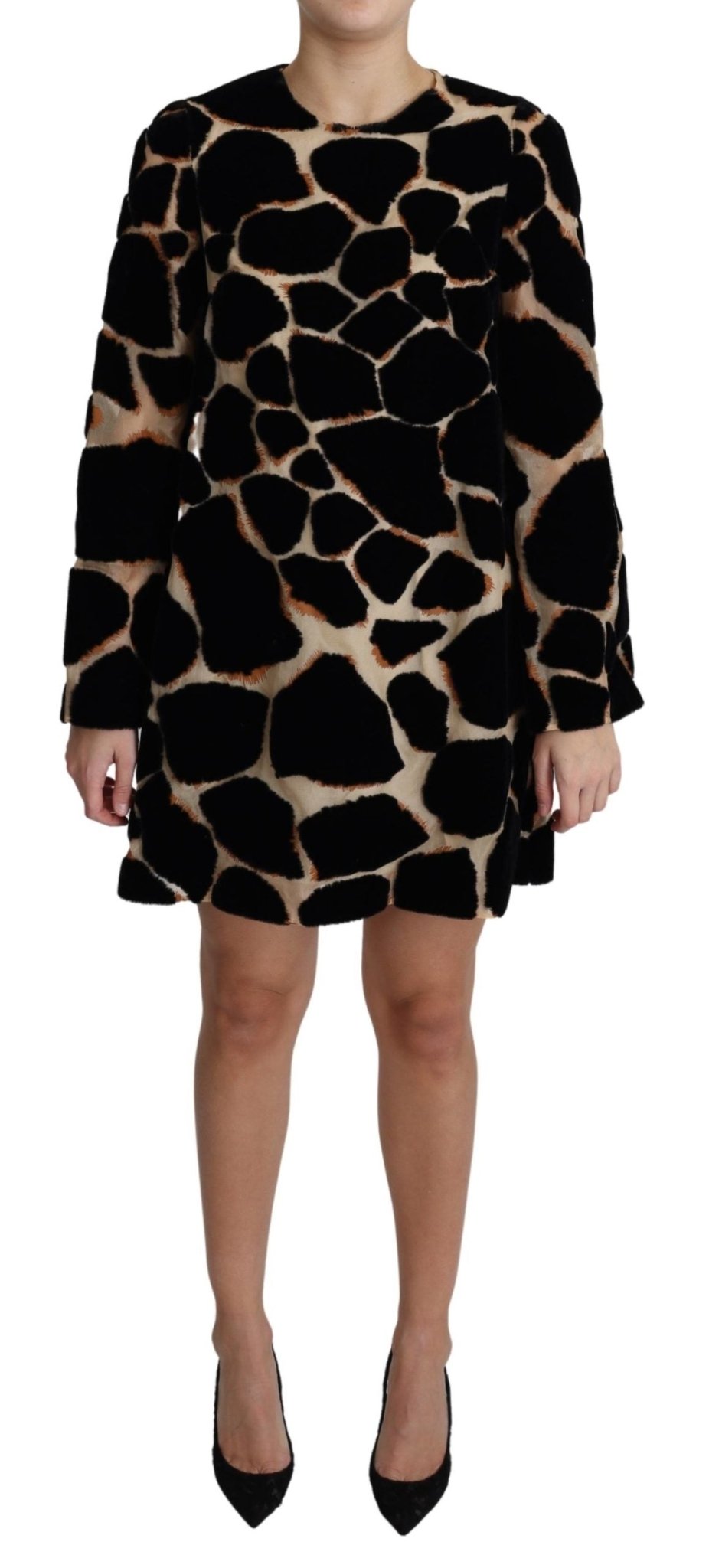 Black Giraffe Print Shift Mini Dress - coffeewithmee2Dolce & GabbanaP3765S