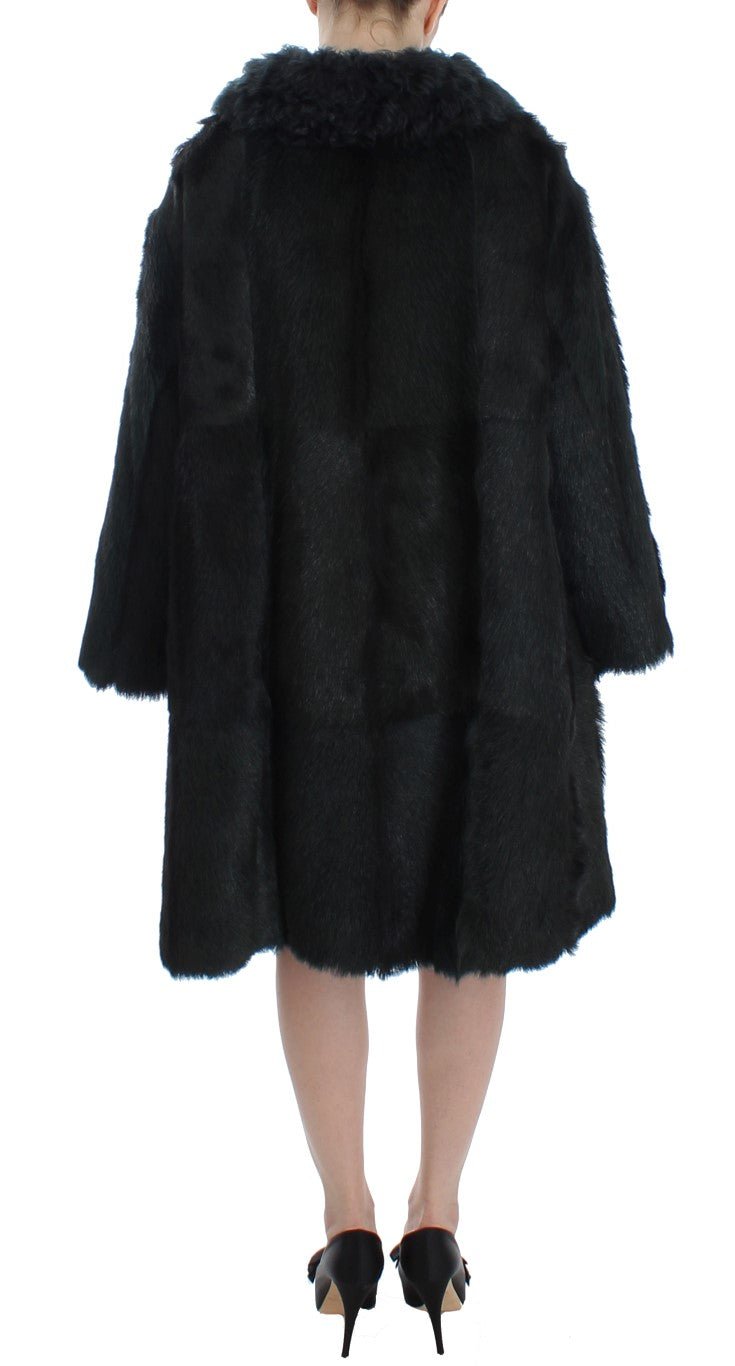 Black Goat Fur Shearling Long Jacket Coat - coffeewithmee2Dolce & GabbanaP0937S