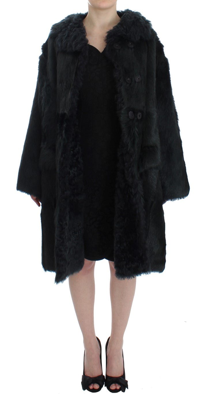 Black Goat Fur Shearling Long Jacket Coat - coffeewithmee2Dolce & GabbanaP0937S