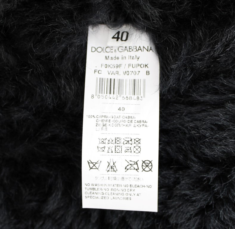 Black Goat Fur Shearling Long Jacket Coat - coffeewithmee2Dolce & GabbanaP0937S