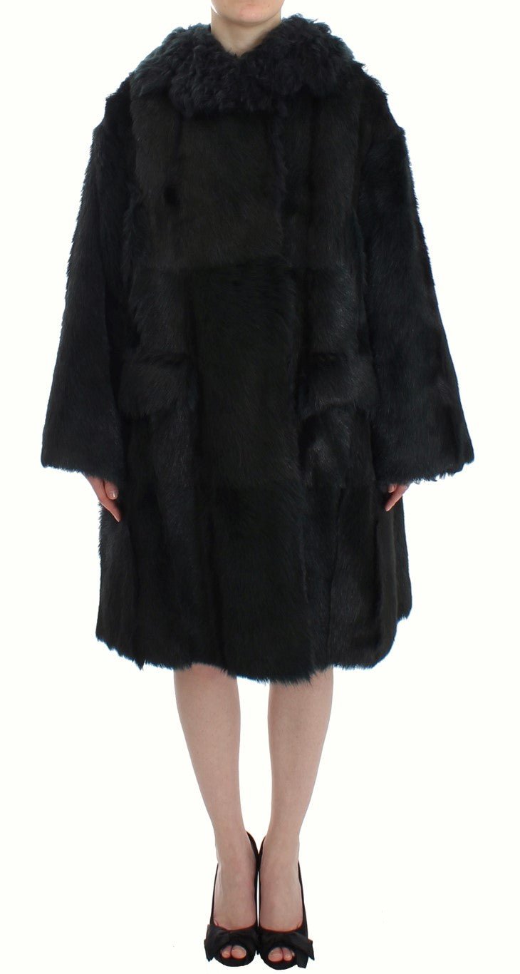 Black Goat Fur Shearling Long Jacket Coat - coffeewithmee2Dolce & GabbanaP0937S